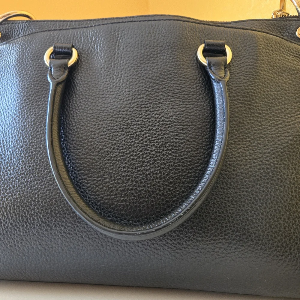 Coach F77884 Mia Pebbled Black Leather Convertible Satchel Top Handle Handbag - Picture 5 of 16